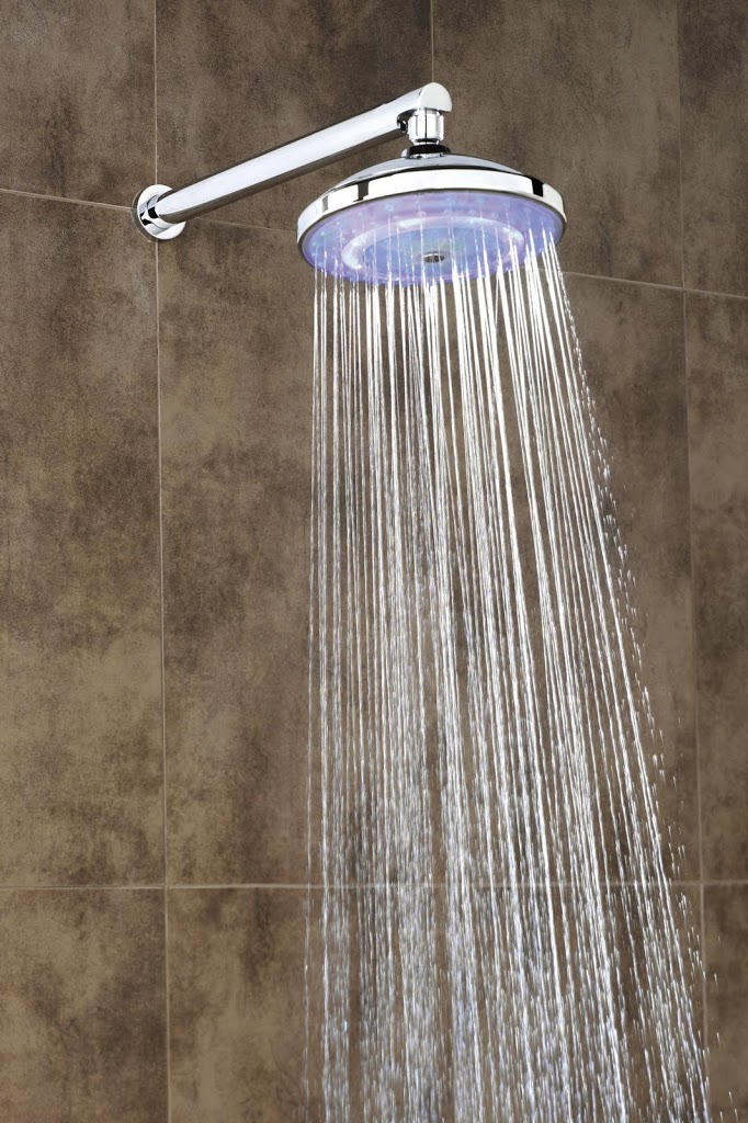 In the shower.